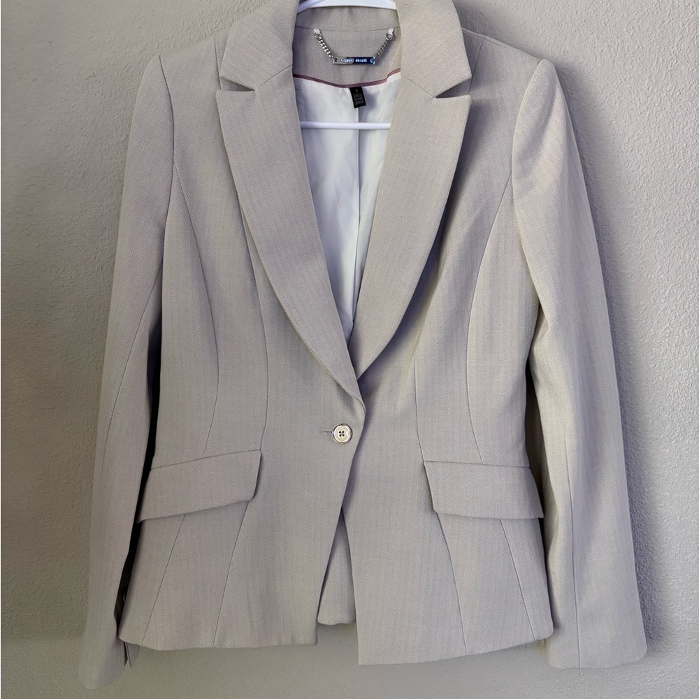 White House Black Market Light Gray Tailored Single-Button Blazer